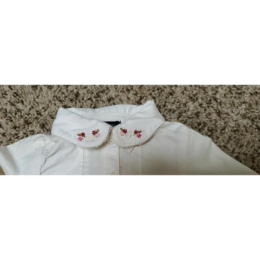 Girl's The Children's Place 12 month long sleeve button up collar flowers shirt